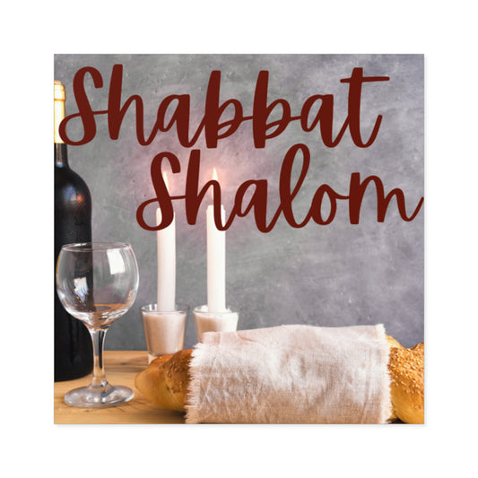 Shabbat Shalom Square Stickers, Jewish Home Decor, Celebration Stickers, Festival of Lights, Sabbath Decor, Spiritual Gifts