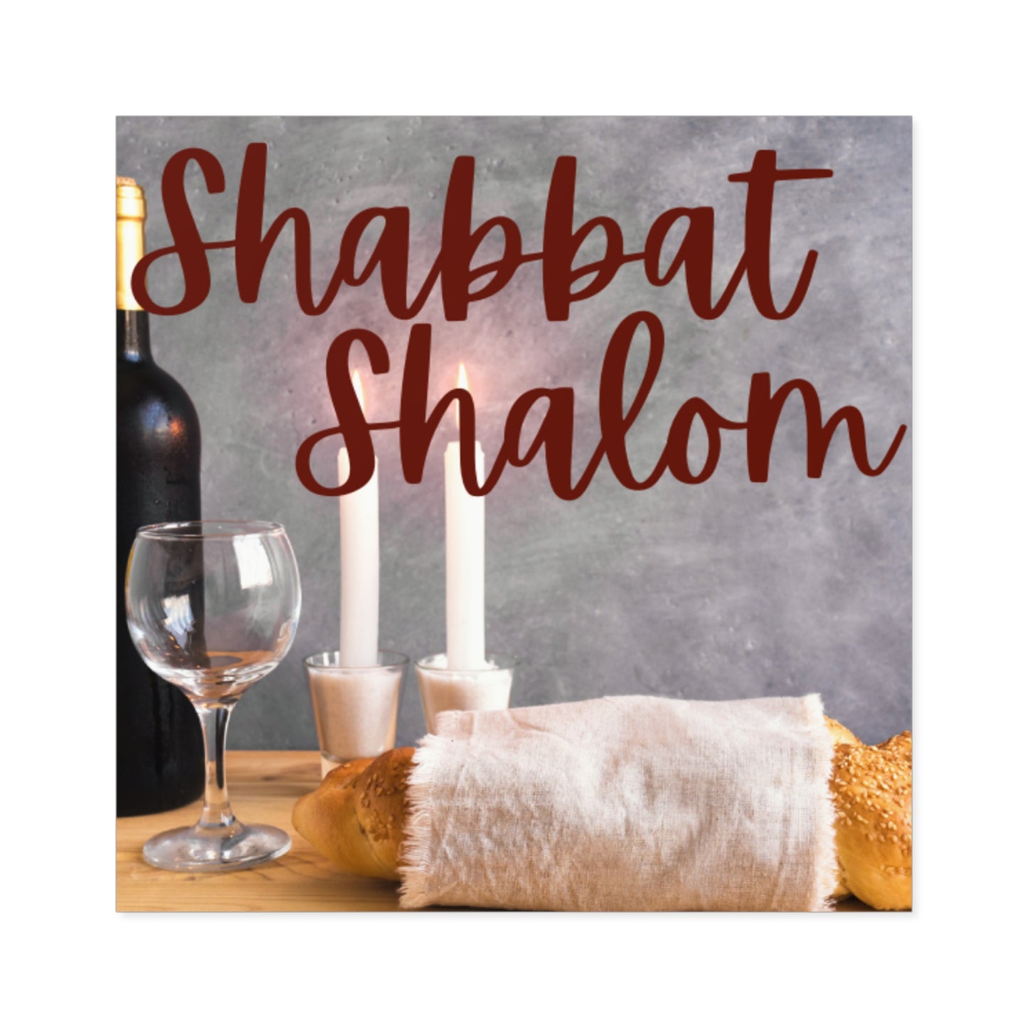 Shabbat Shalom Square Stickers, Jewish Home Decor, Celebration Stickers, Festival of Lights, Sabbath Decor, Spiritual Gifts