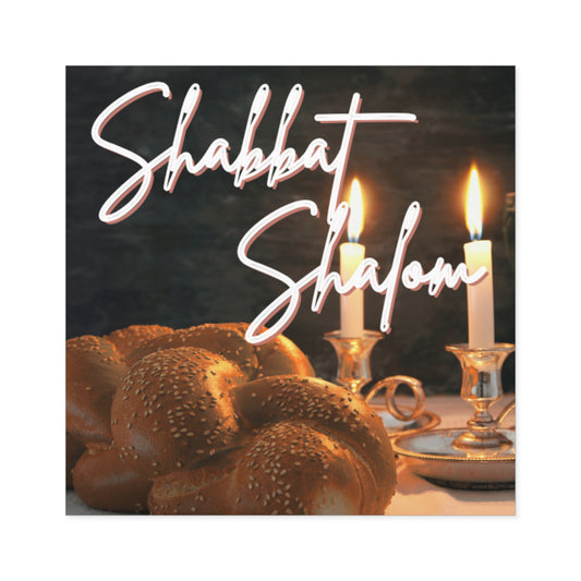 Shabbat Shalom Square Stickers, Jewish Home Decor, Celebration Stickers, Festival of Lights, Sabbath Decor, Spiritual Gifts