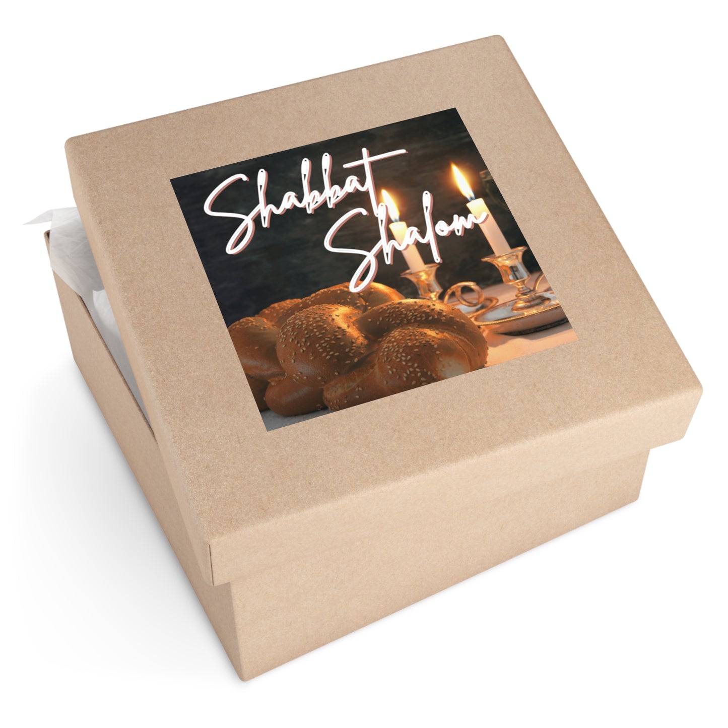 Shabbat Shalom Square Stickers, Jewish Home Decor, Celebration Stickers, Festival of Lights, Sabbath Decor, Spiritual Gifts