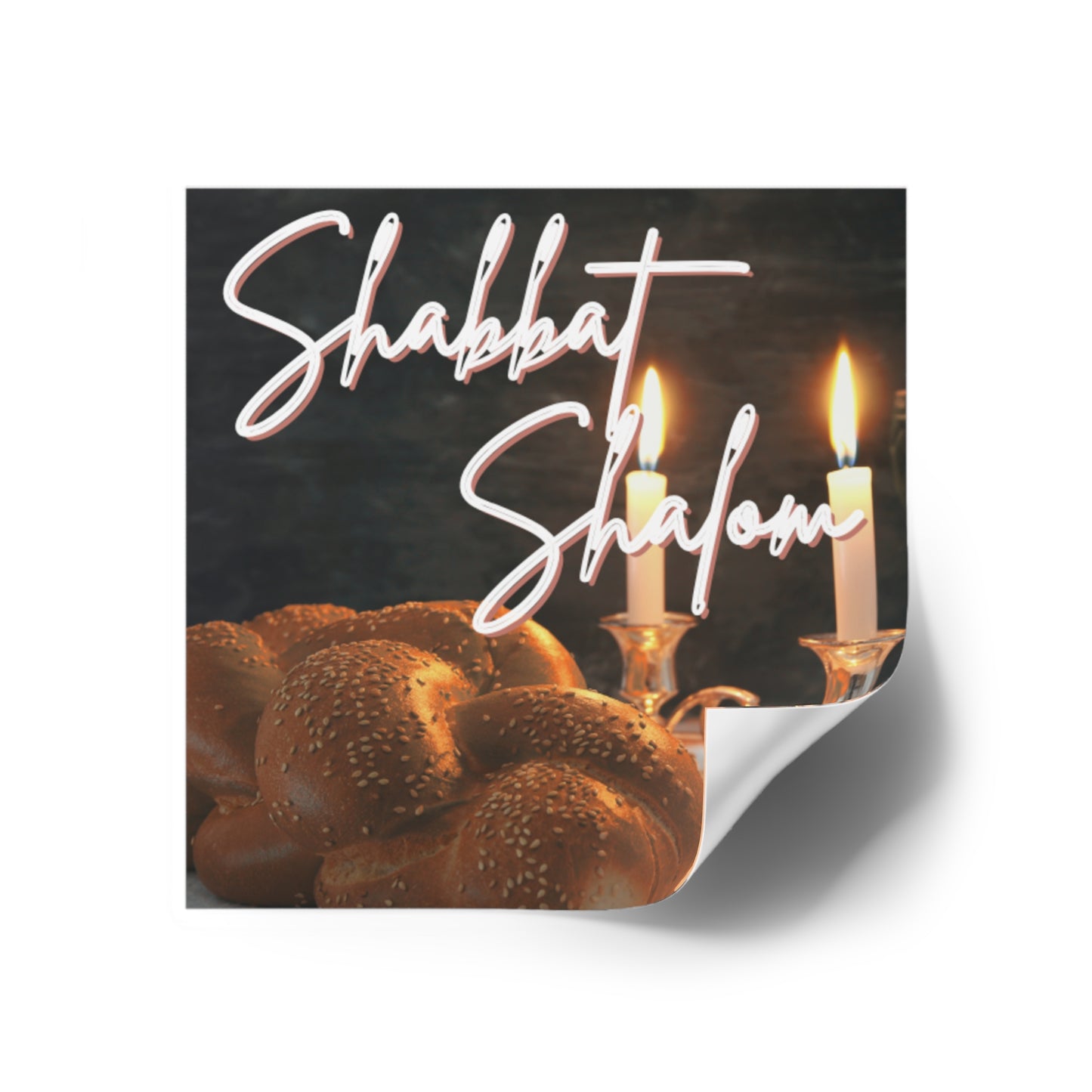 Shabbat Shalom Square Stickers, Jewish Home Decor, Celebration Stickers, Festival of Lights, Sabbath Decor, Spiritual Gifts