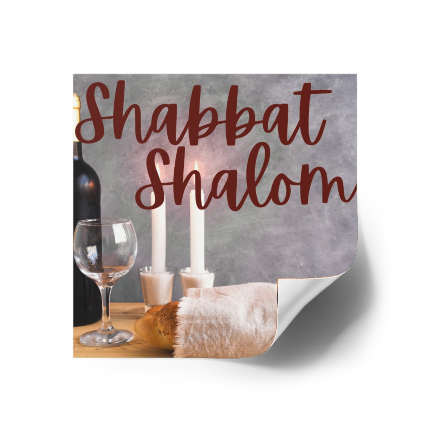 Shabbat Shalom Square Stickers, Jewish Home Decor, Celebration Stickers, Festival of Lights, Sabbath Decor, Spiritual Gifts