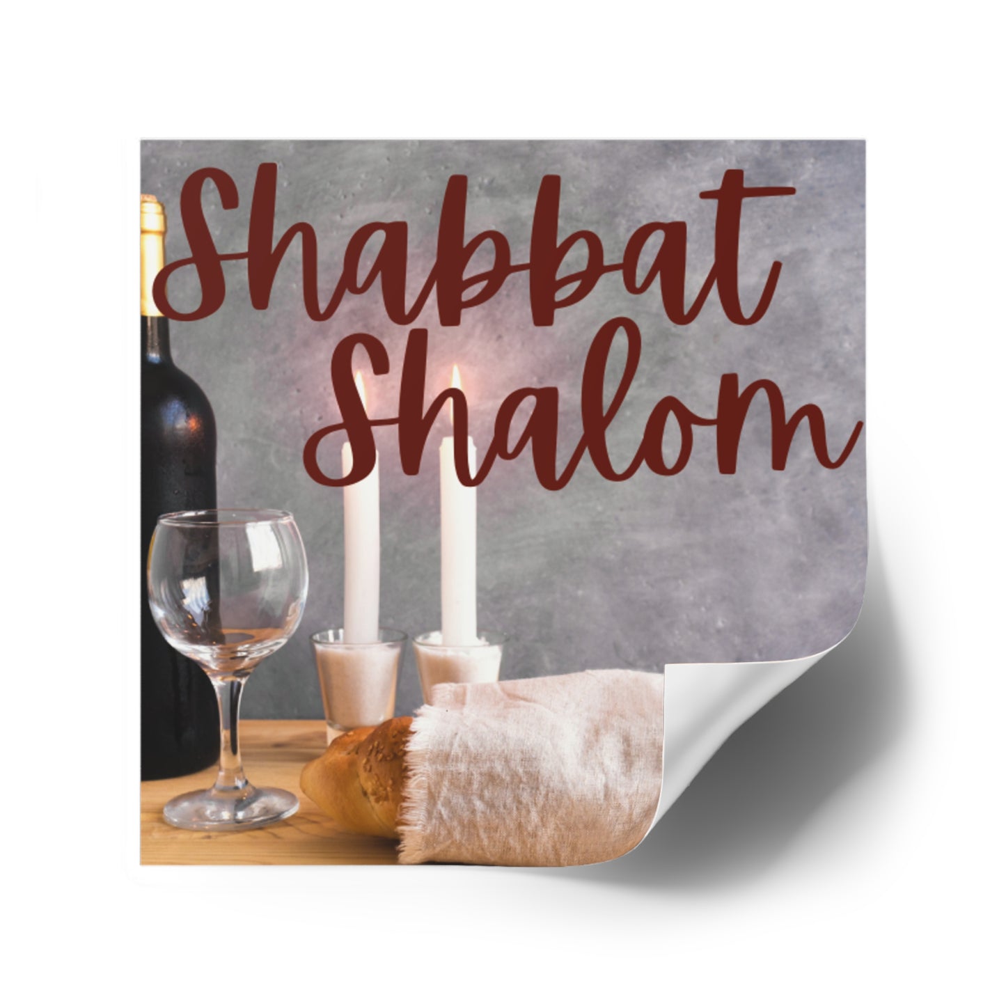 Shabbat Shalom Square Stickers, Jewish Home Decor, Celebration Stickers, Festival of Lights, Sabbath Decor, Spiritual Gifts