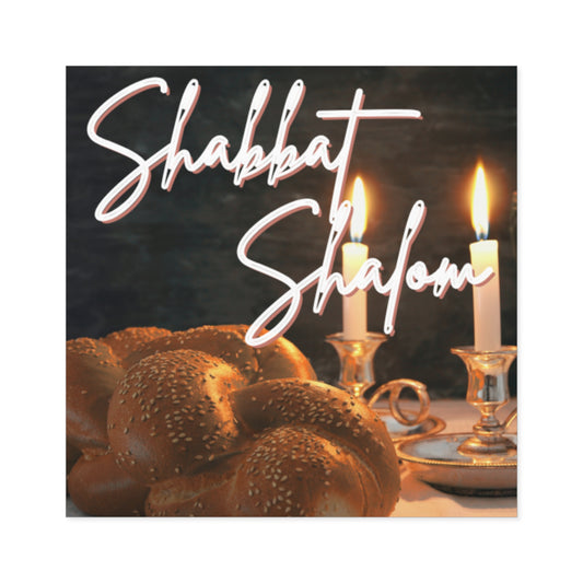 Shabbat Shalom Square Stickers, Jewish Home Decor, Celebration Stickers, Festival of Lights, Sabbath Decor, Spiritual Gifts
