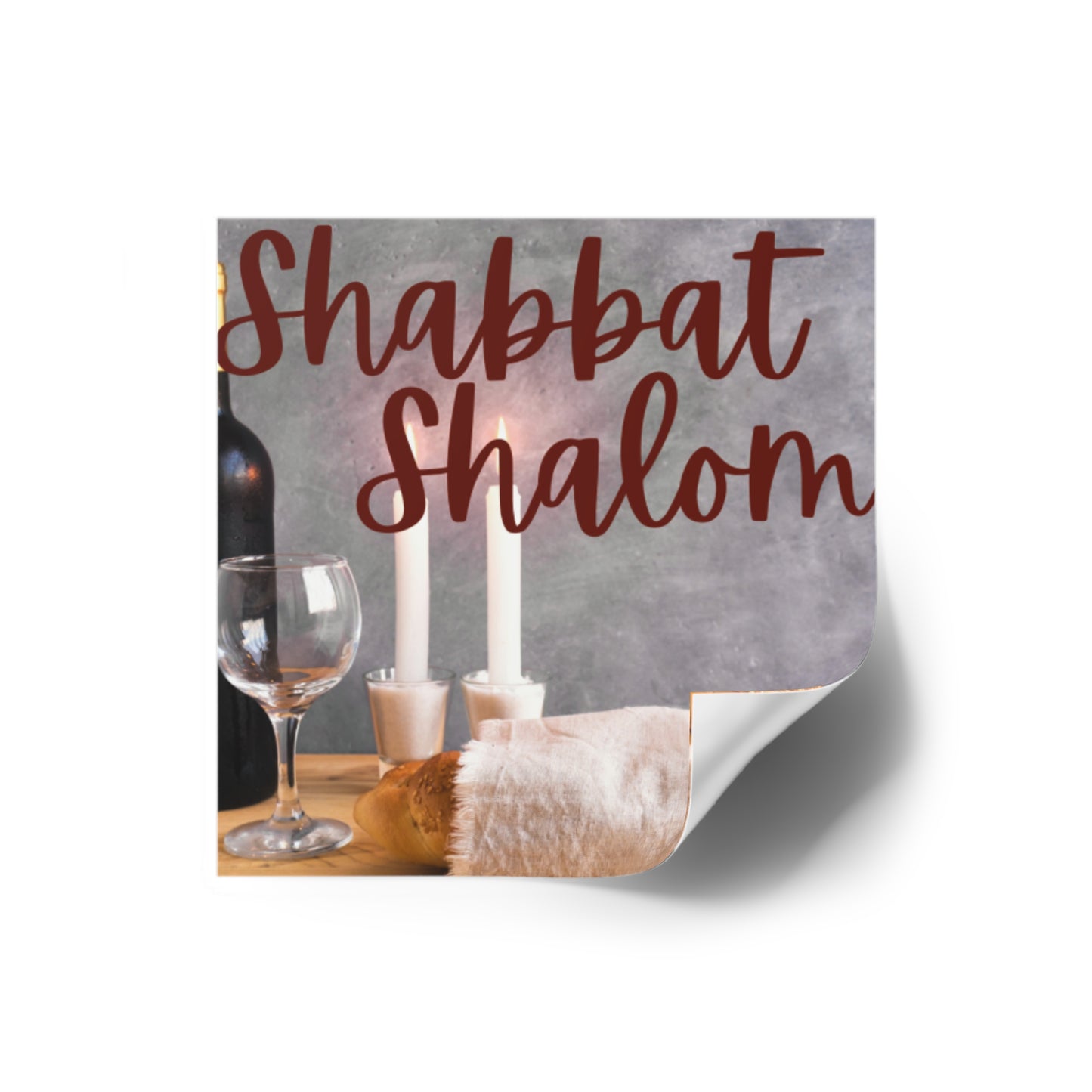 Shabbat Shalom Square Stickers, Jewish Home Decor, Celebration Stickers, Festival of Lights, Sabbath Decor, Spiritual Gifts