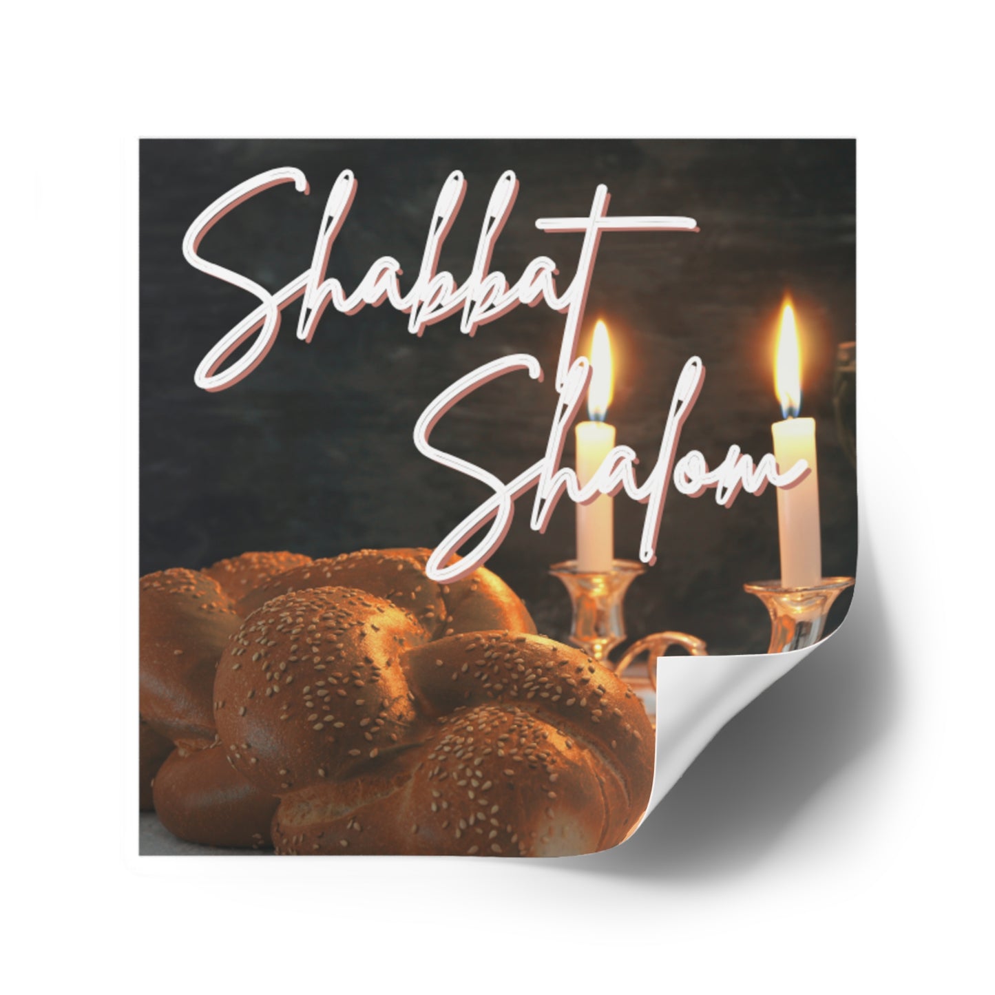 Shabbat Shalom Square Stickers, Jewish Home Decor, Celebration Stickers, Festival of Lights, Sabbath Decor, Spiritual Gifts
