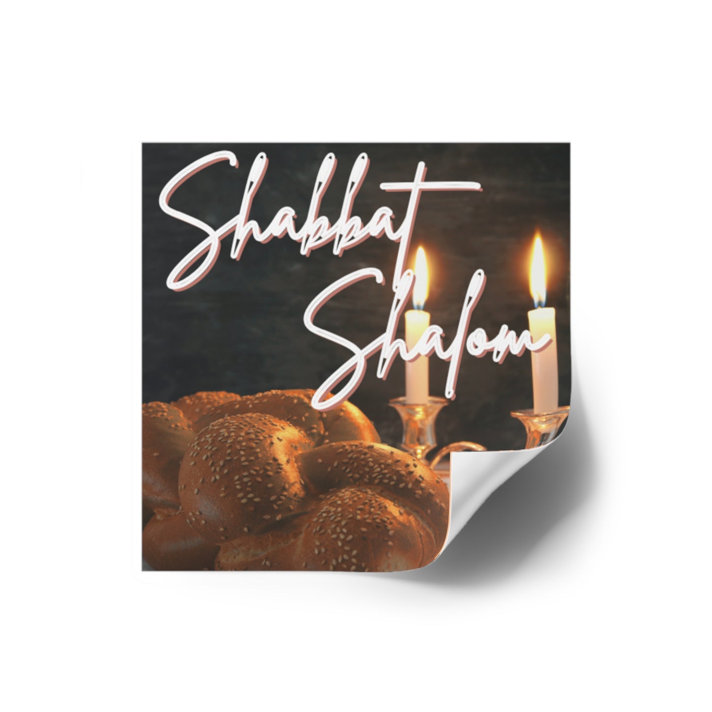 Shabbat Shalom Square Stickers, Jewish Home Decor, Celebration Stickers, Festival of Lights, Sabbath Decor, Spiritual Gifts