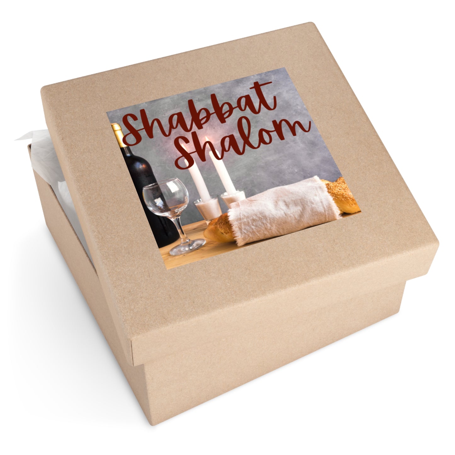 Shabbat Shalom Square Stickers, Jewish Home Decor, Celebration Stickers, Festival of Lights, Sabbath Decor, Spiritual Gifts