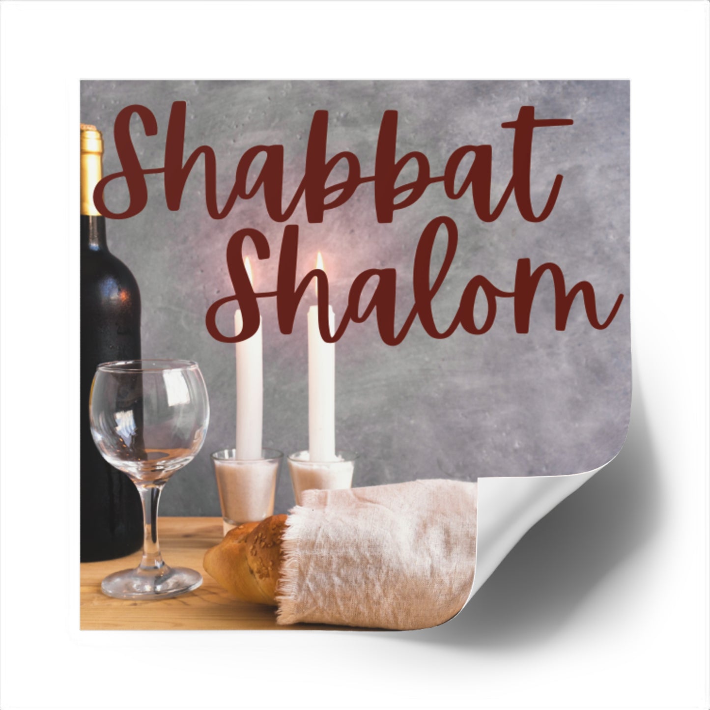 Shabbat Shalom Square Stickers, Jewish Home Decor, Celebration Stickers, Festival of Lights, Sabbath Decor, Spiritual Gifts
