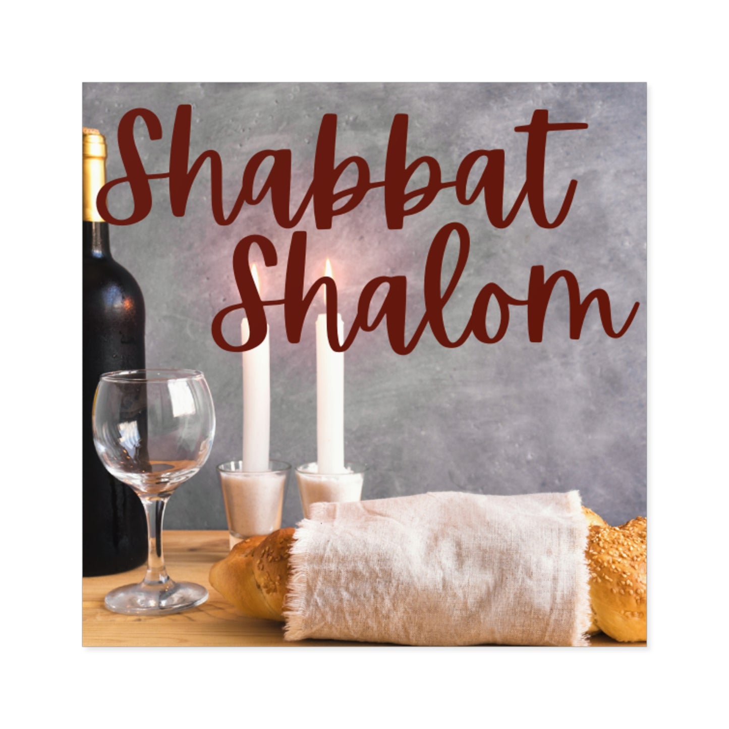 Shabbat Shalom Square Stickers, Jewish Home Decor, Celebration Stickers, Festival of Lights, Sabbath Decor, Spiritual Gifts